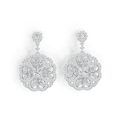 Platinum Semi Mount Earrings Setting Round RD 5x5mm Diamond Accent DHJ