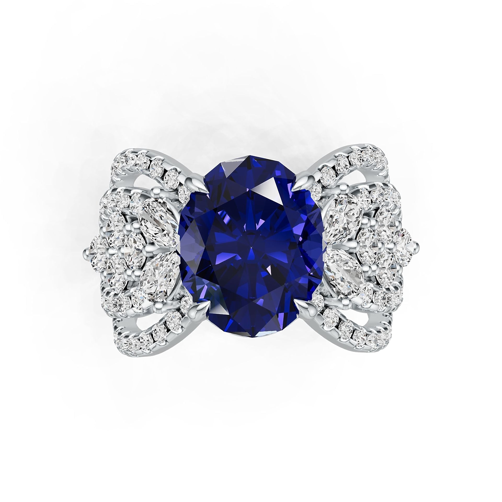 10K Gold Semi Mount Ring Setting Round Ro 11x9mm Moissanite Accent Syz Jewelry
