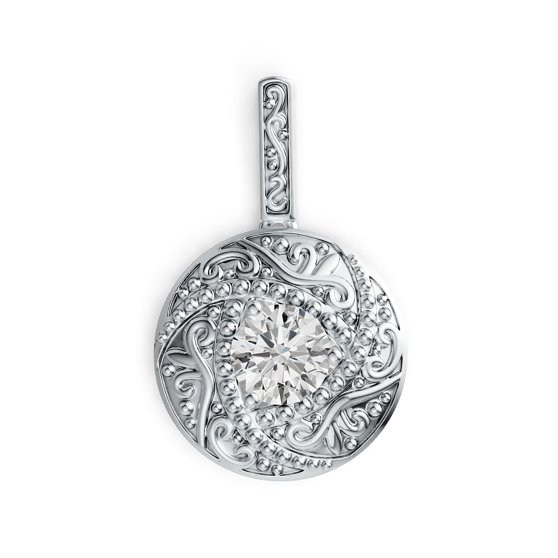 Sterling Silver Semi Mount Pendant Setting Round RD 8x8mm DHJ
