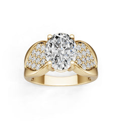 10K Gold Semi Mount Ring Setting Oval Ov 10x8mm Moissanite Accent Syz Jewelry