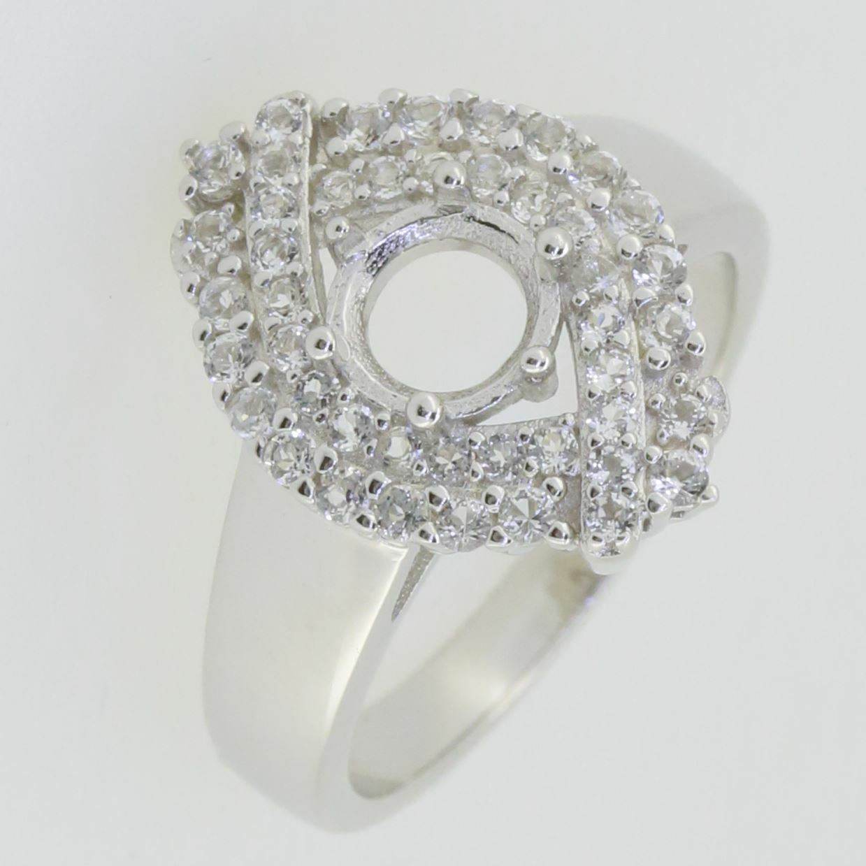 10K Gold Semi Mount Ring Setting Round RD 6x6mm PJC7741R Moissanite Accent Syzjewelry
