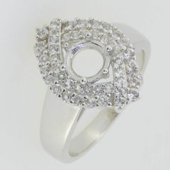 10K Gold Semi Mount Ring Setting Round RD 6x6mm PJC7741R Moissanite Accent Syzjewelry
