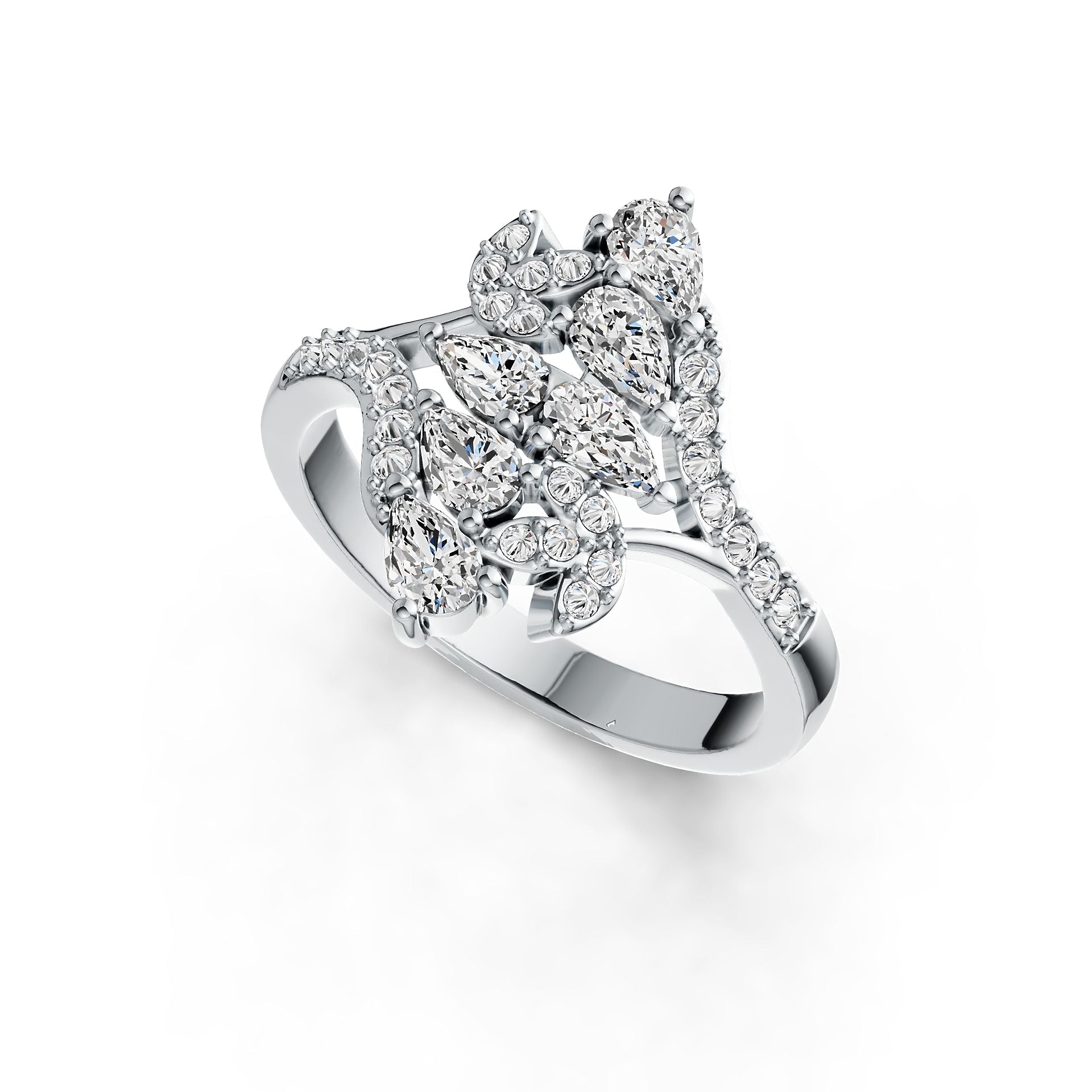 14K Gold Semi Mount Ring Setting Pear PE 5X3mm Diamond Accent DHJ