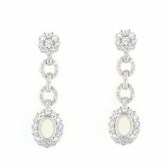 Platinum Semi Mount Earrings Setting Oval OV 7X5mm Diamond Accent Syzjewelry