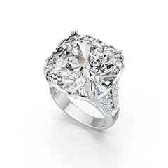 10K Gold Semi Mount Ring Setting Cushion CU 18X18mm Moissanite Accent DHJ