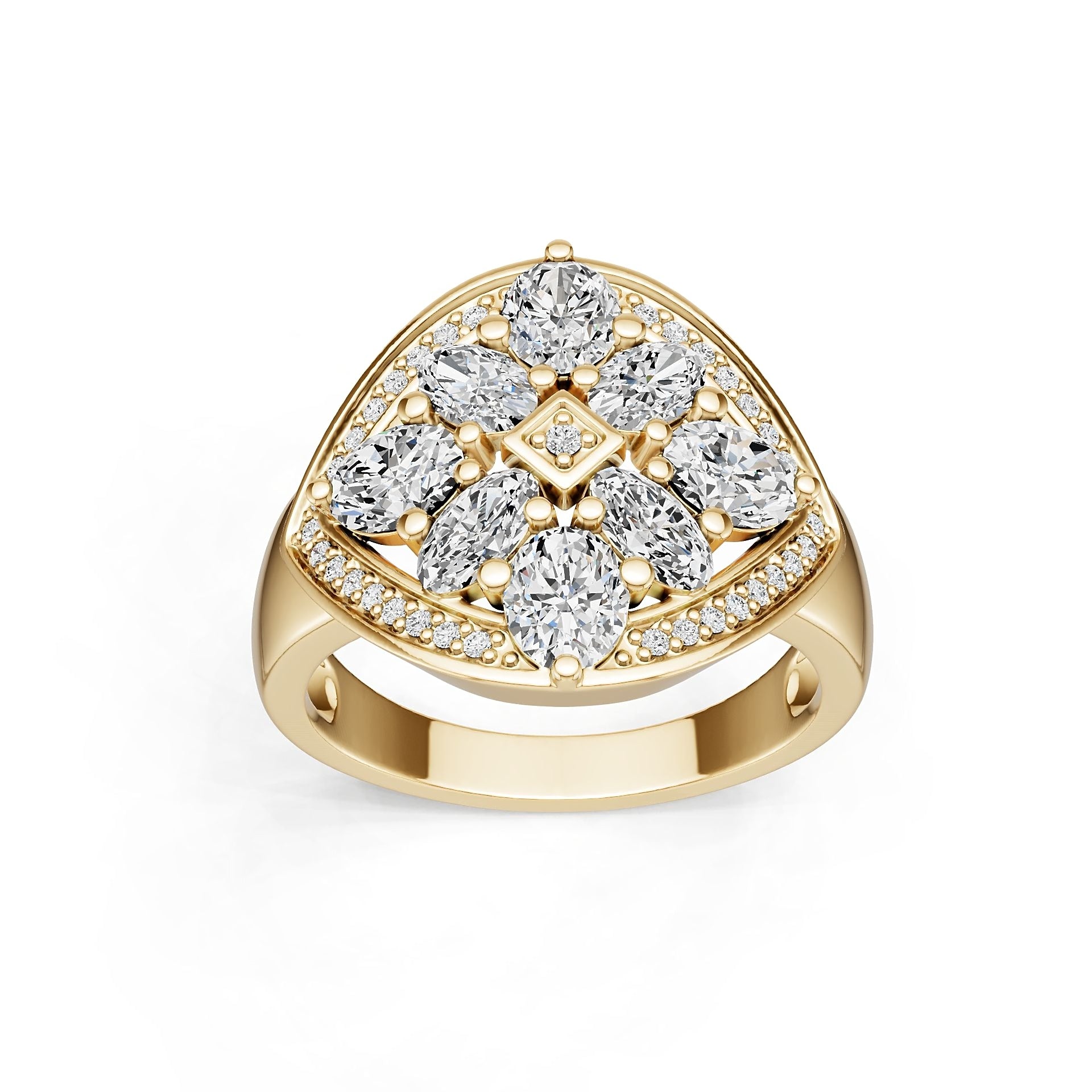 18K Gold Semi Mount Ring Setting Oval Ov 5x4mm Diamond Accent Syz Jewelry