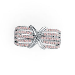 Sterling Silver Ring Crossover Multi-Row with White Topaz or Moissanite Syzjewelry