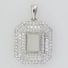 14K Gold Semi Mount Pendant Setting Emerald OCT 9X7mm Diamond Accent Syzjewelry