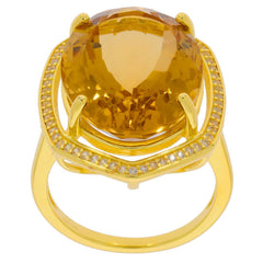 14K Gold Semi Mount Ring Setting Oval OV 20X15mm Halo Cocktail Diamond Accent Syzjewelry