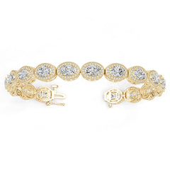 10K Gold Semi Mount Bracelet Setting Round Ro 7x5mm Moissanite Accent Syz Jewelry
