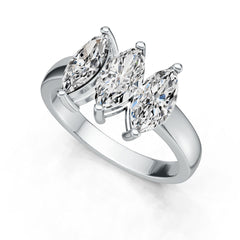 14K Gold Semi Mount Ring Setting Marquise MQ 10X5mm 3-Stone Ring DHJ