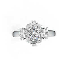 Sterling Silver Semi Mount Ring Setting Oval OV 8X6mm with White Topaz DHJ