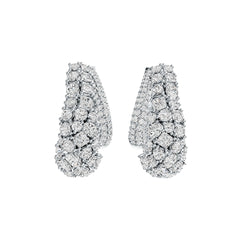 Sterling Silver Hoop Earrings with White Topaz or Moissanite DHJ