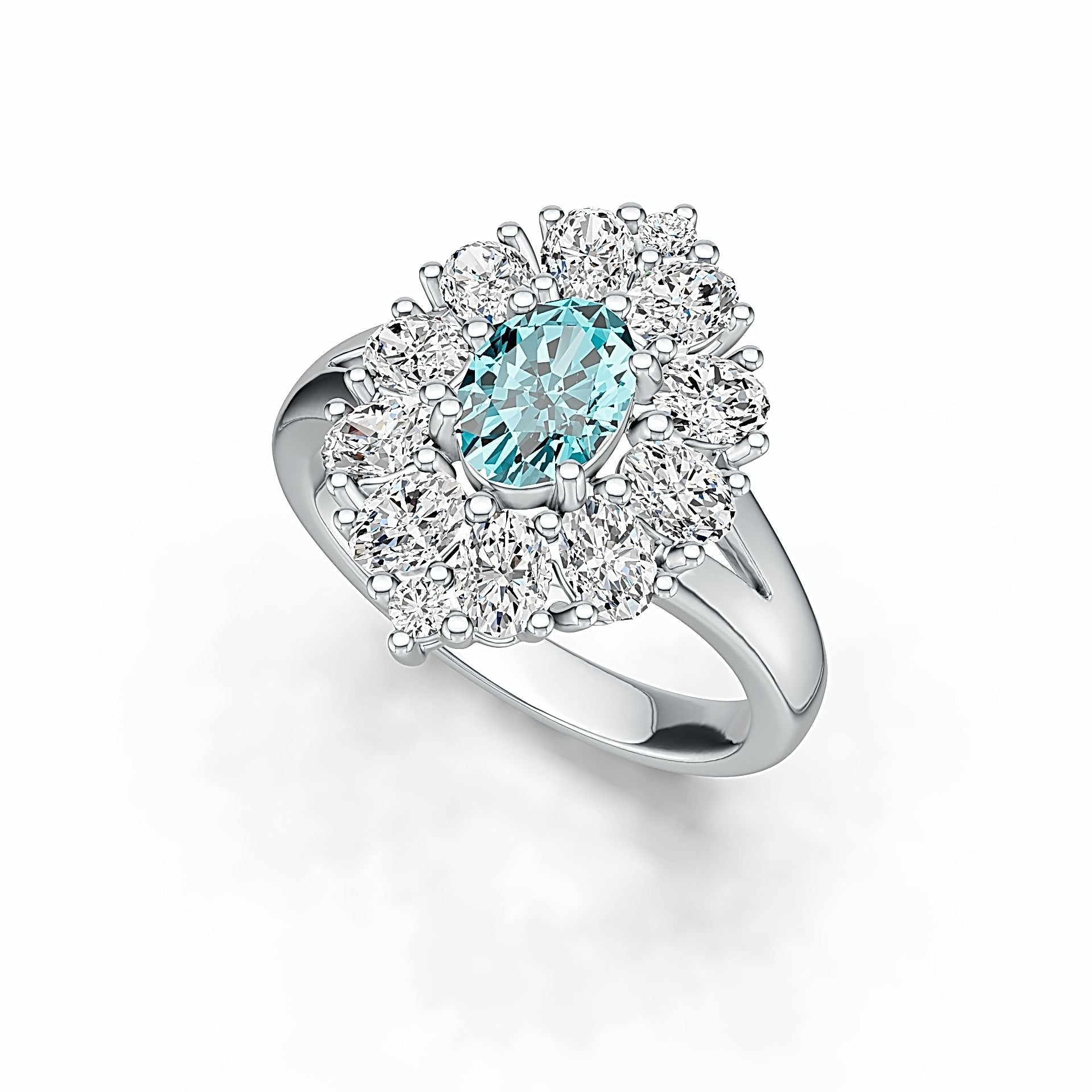 18K Gold Semi Mount Ring Setting Oval OV 7X5mm Diamond Accent DHJ