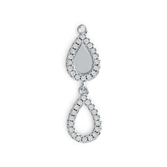 Sterling Silver Pendant Double Pear-Shaped with White Topaz or Moissanite DHJ