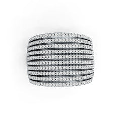 Sterling Silver Multi-Row Band Ring with White Topaz or Moissanite DHJ