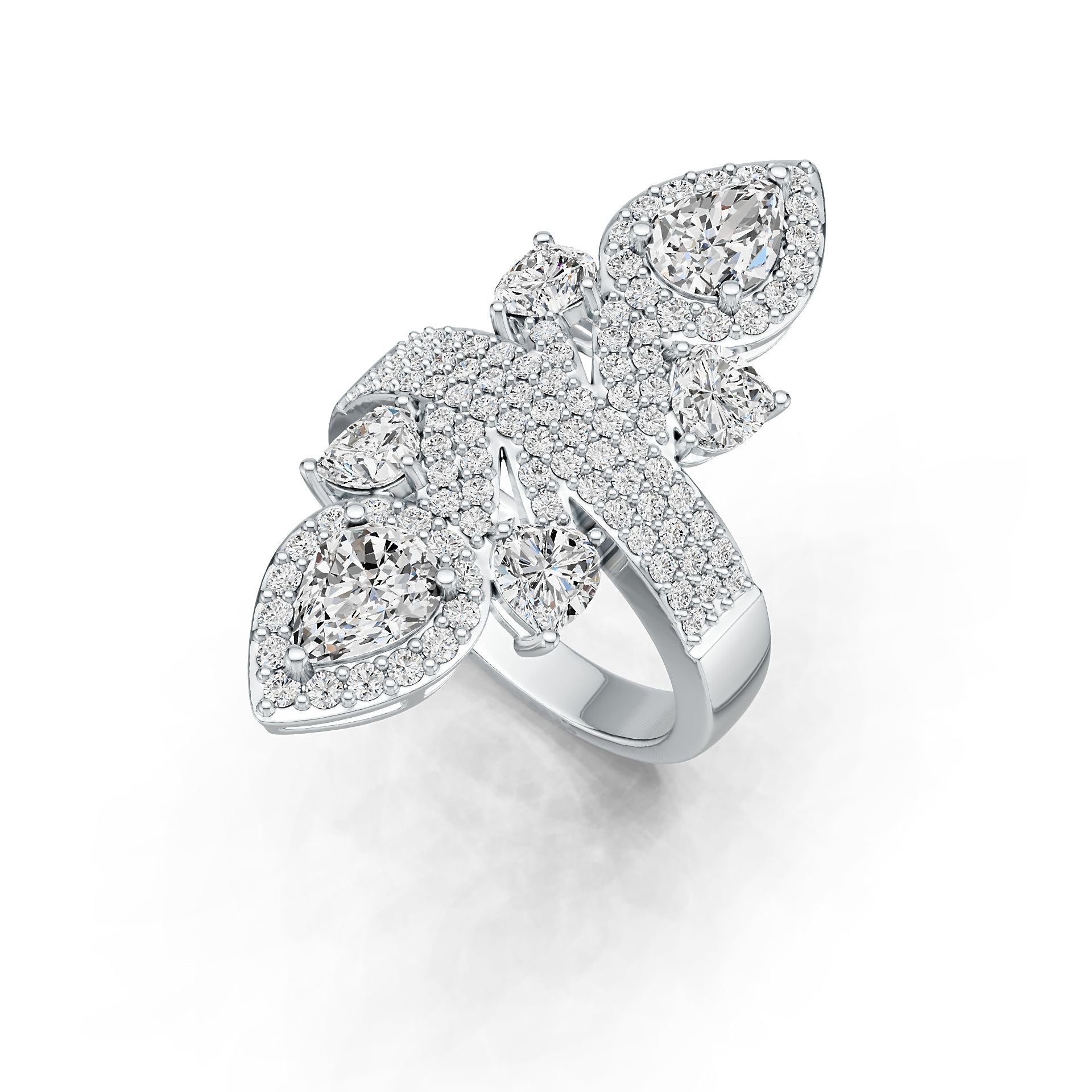 18K Gold Semi Mount Ring Setting Pear PE 8X6mm HT 5X5mm Diamond Accent DHJ