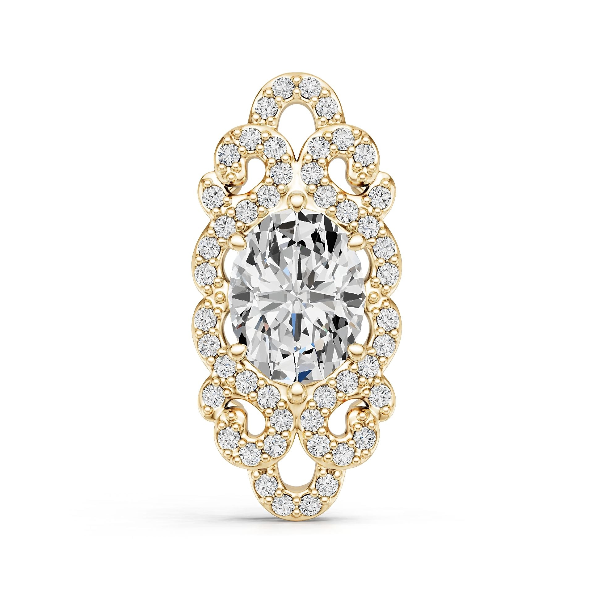 18K Gold Semi Mount Pendant Setting Oval Ov 9x7mm Syz Jewelry