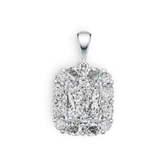 10K Gold Semi Mount Pendant Setting Cushion CU 9X7mm Moissanite Accent DHJ