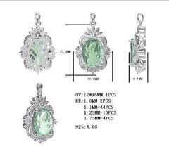 18K Gold Semi Mount Pendant Setting Oval OV 16X12mm Diamond Accent DHJ