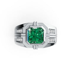 Men's Sterling Silver Semi Mount Ring Setting Square Emearld OCT 8x8mm DHJ