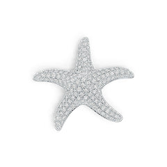 Sterling Silver Pendant Starfish Theme with White Topaz or Moissanite DHJ