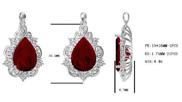 Platinum Semi Mount Pendant Setting Pear PE 18X13mm Diamond Accent DHJ
