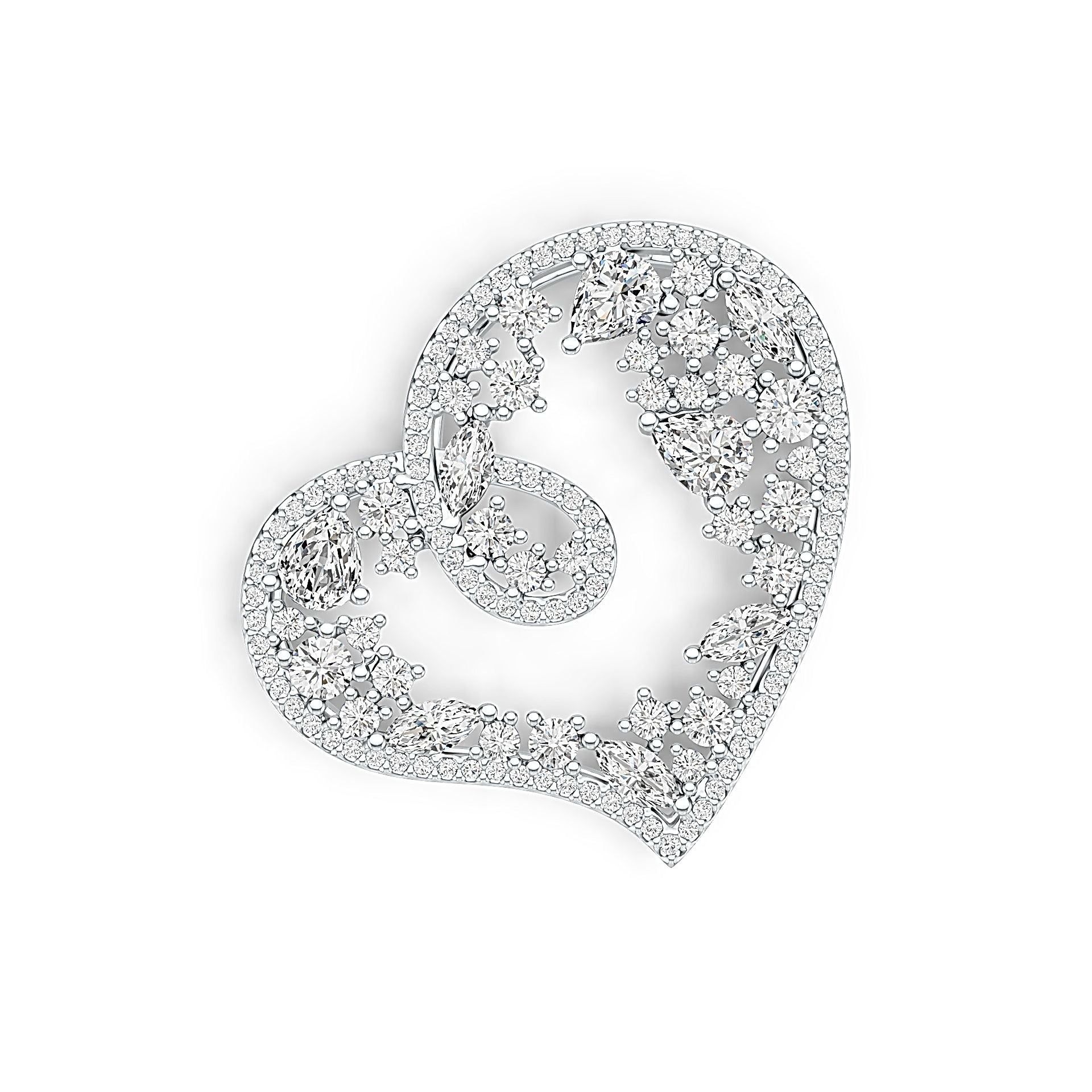 Sterling Silver Pendant Heart Theme with White Topaz or Moissanite DHJ