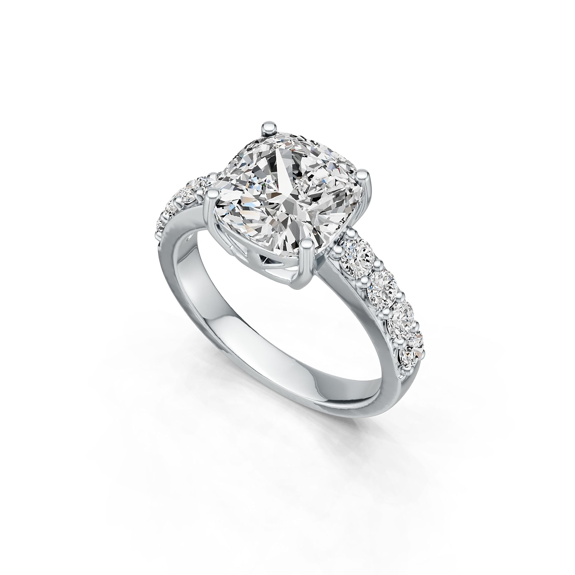 10K Gold Semi Mount Ring Setting Cushion CU 9X9mm Moissanite Accent DHJ