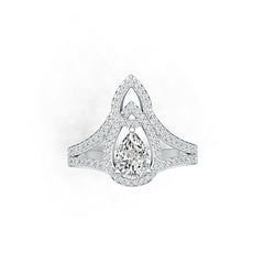 Sterling Silver Semi Mount Ring Setting Pear PE 8X6mm with White Topaz DHJ