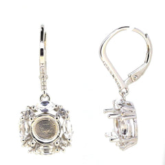 14K Gold Semi Mount Earrings Setting Round RD 7x7mm cabcochon W Diamond Accent Syzjewelry