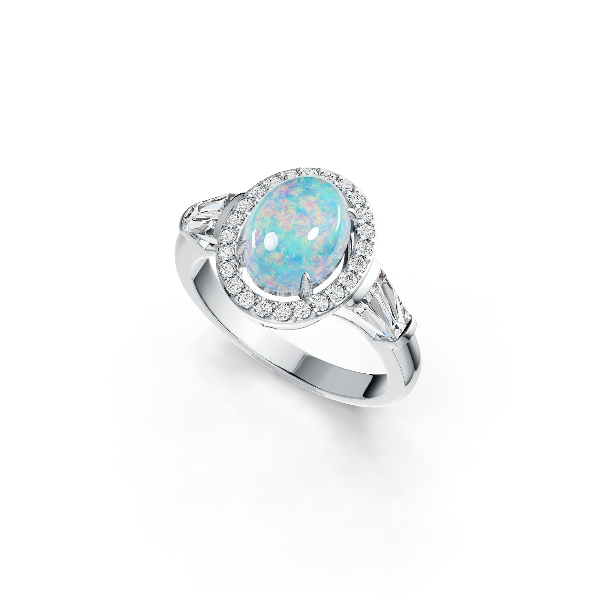 10K Gold Semi Mount Ring Setting Oval OV 9X7mm BG 5X4mm Cabochon Moissanite Accent DHJ