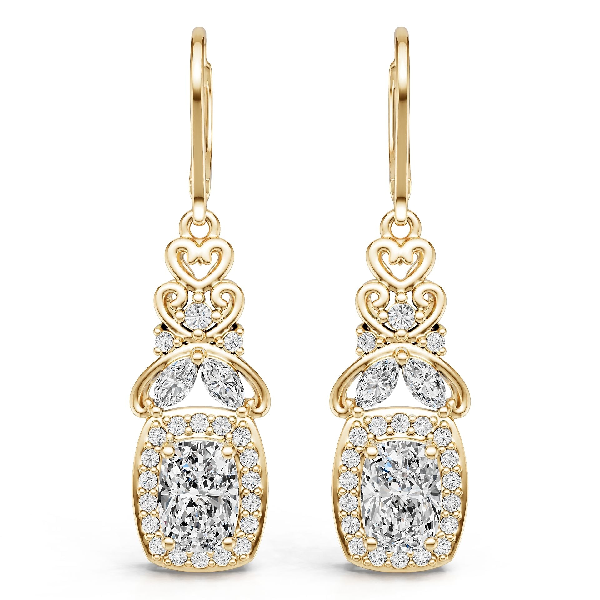 10K Gold Semi Mount Earrings Setting Round Ro 7x5mm Moissanite Accent Syz Jewelry