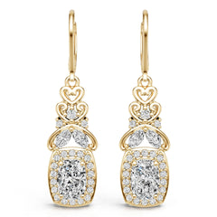 10K Gold Semi Mount Earrings Setting Round Ro 7x5mm Moissanite Accent Syz Jewelry