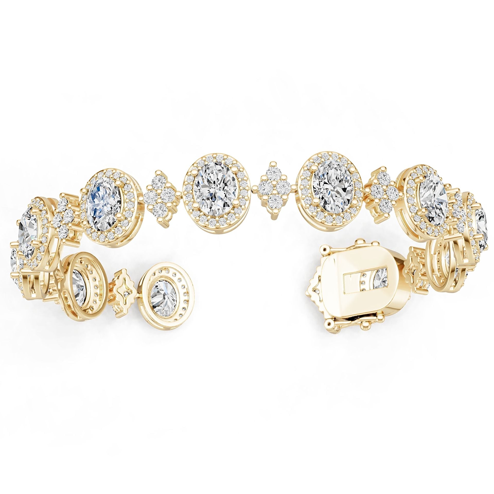 10K Gold Semi Mount Bracelet Setting Round Ro 5x6mm Moissanite Accent Syz Jewelry