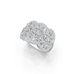 10K Gold Scalloped Cocktail Ring with White Topaz or Moissanite Moissanite Accent DHJ