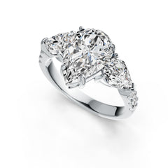 14K Gold Semi Mount Ring Setting Pear PE 12X8mm PE 7X5mm Diamond Accent DHJ
