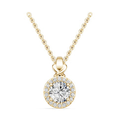 18K Gold Semi Mount Pendant Setting Round Ro 5x5mm Diamond Accent Syz Jewelry