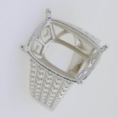 Platinum Semi Mount Ring Setting Cushion CU 18X13mm Syzjewelry