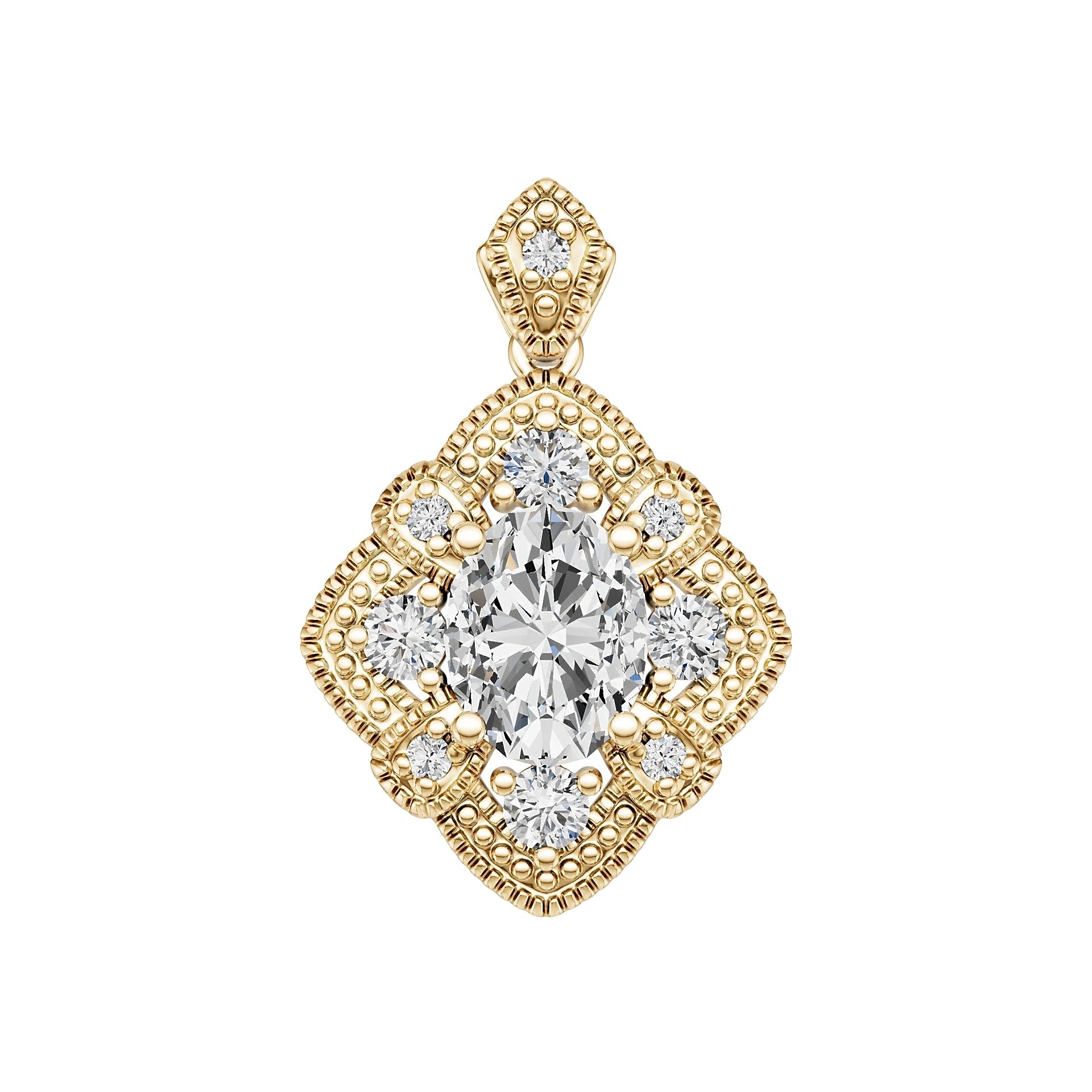 Sterling Silver Semi Mount Pendant Setting Oval OV 9X7mm White Topaz Accents Syzjewelry