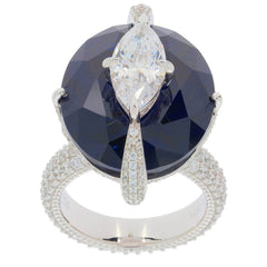Platinum Semi Mount Ring Setting Oval OV 20X17mm MQ 12x6mm Diamond Accent Syzjewelry