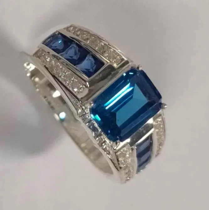 Platinum Semi Mount Ring Setting Emerald OCT 8X6mm Diamond Accent DHJ