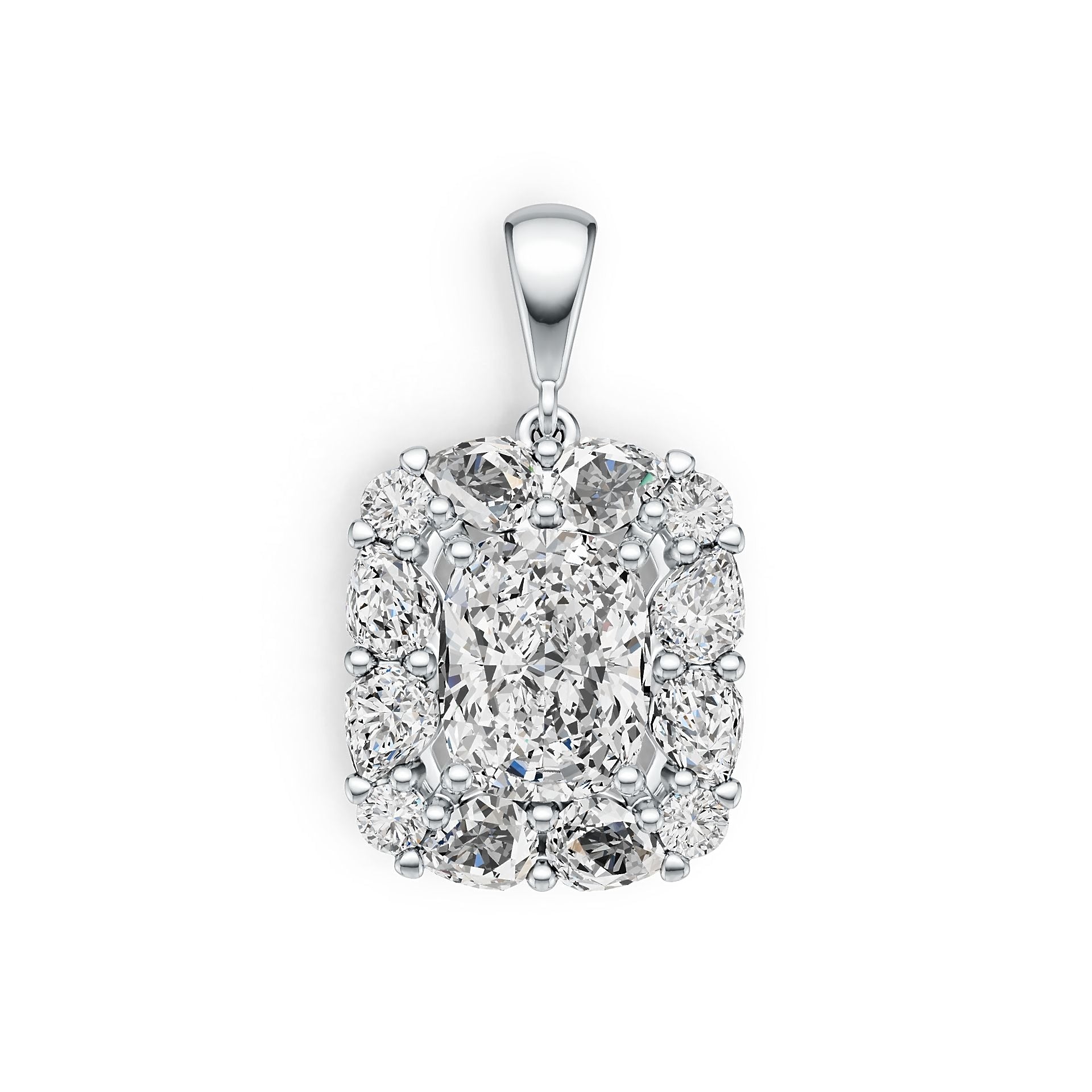 Sterling Silver Semi Mount Pendant Setting Cushion CU 9X7mm DHJ