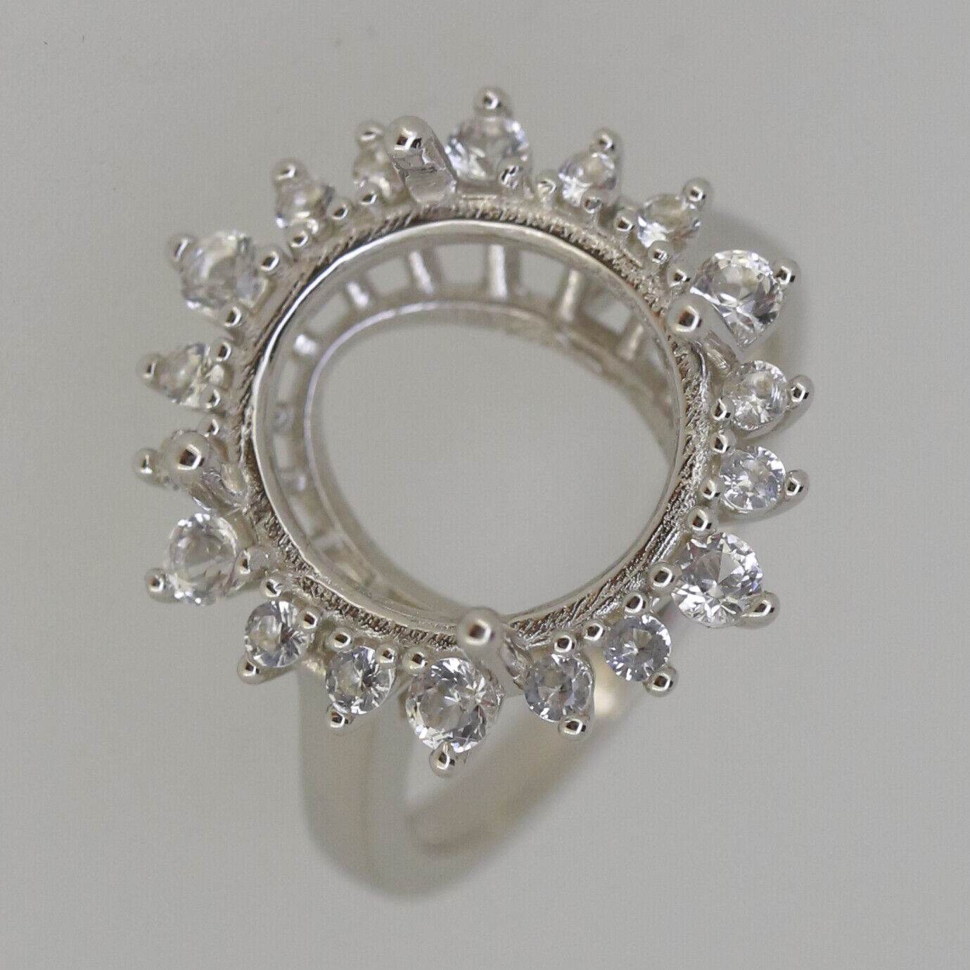 18K Gold Semi Mount Ring Setting OV 14x12mm With Halo Diamond Accent Syzjewelry