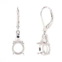 14K Gold Semi Mount Earrings Setting Round RD 8X8mm Leverback W Diamond Accent Syzjewelry