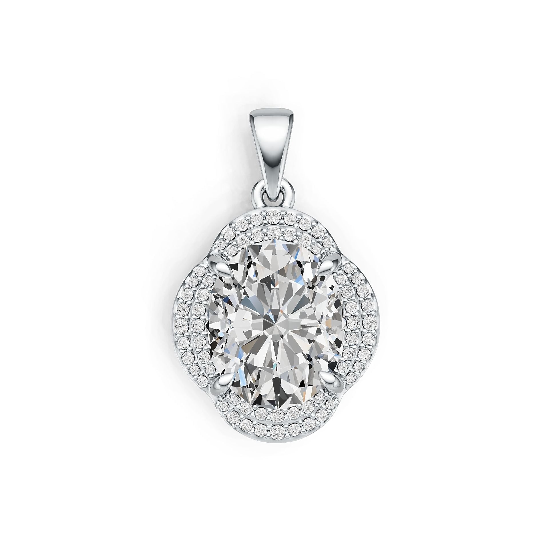 10K Gold Semi Mount Pendant Setting Oval OV 12X10mm Halo Moissanite Accent DHJ