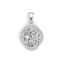10K Gold Semi Mount Pendant Setting Oval OV 12X10mm Halo Moissanite Accent DHJ