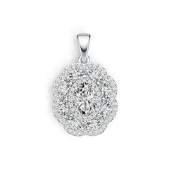 10K Gold Semi Mount Pendant Setting Oval OV 7X5mm Moissanite Accent DHJ