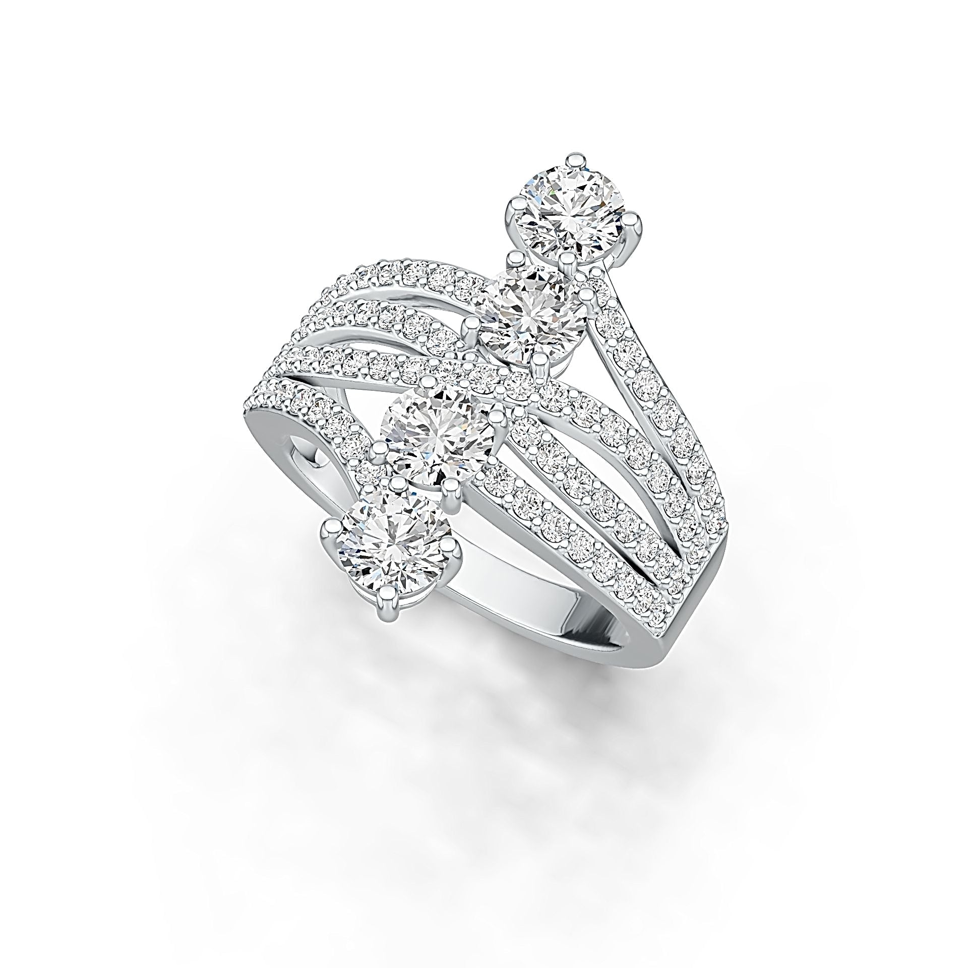 14K Gold Semi Mount Ring Setting Round RD 5x5mm Diamond Accent DHJ