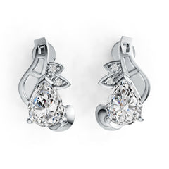 14K Gold Semi Mount Earrings Setting Pear PE 8x6mm Diamond Accent DHJ